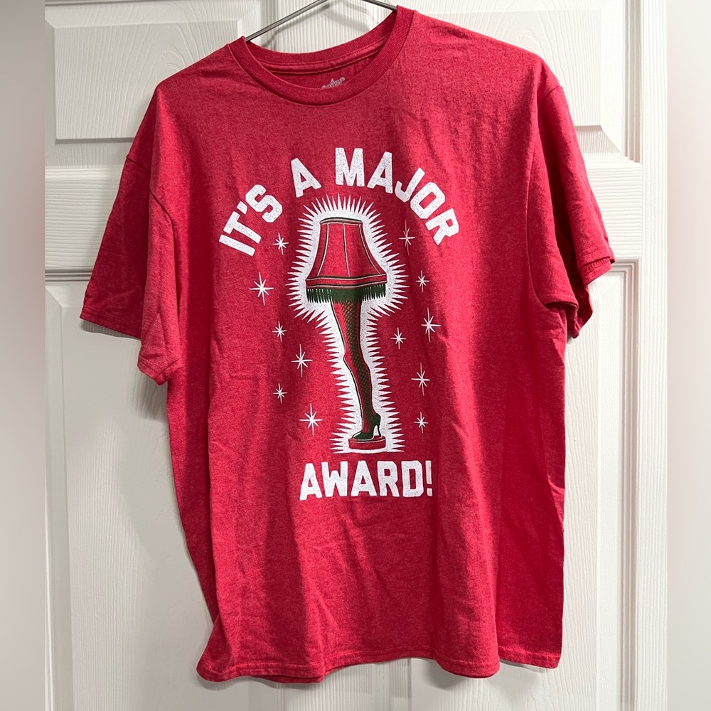 A CHRISTMAS STORY It’s A Major Award! Red T-shirt - Size Large - VGUC